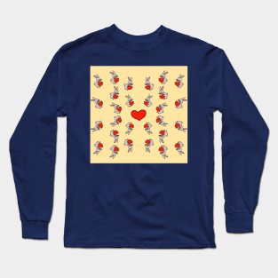 Rabbit Holding a Heart Pattern Long Sleeve T-Shirt